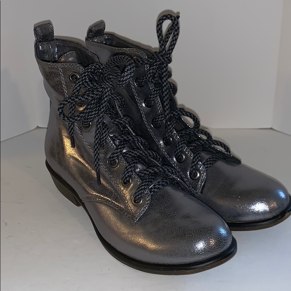 Dirty Laundry Shoes - Dirty Laundry Metallic silver lace up boots